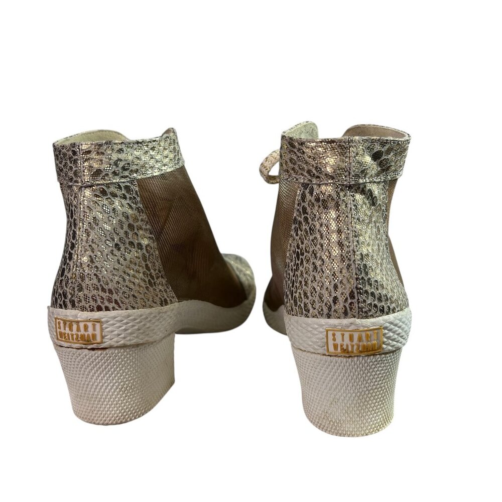 Stuart Weitzman Gold Mesh Python Ankle Booties Wi… - image 6